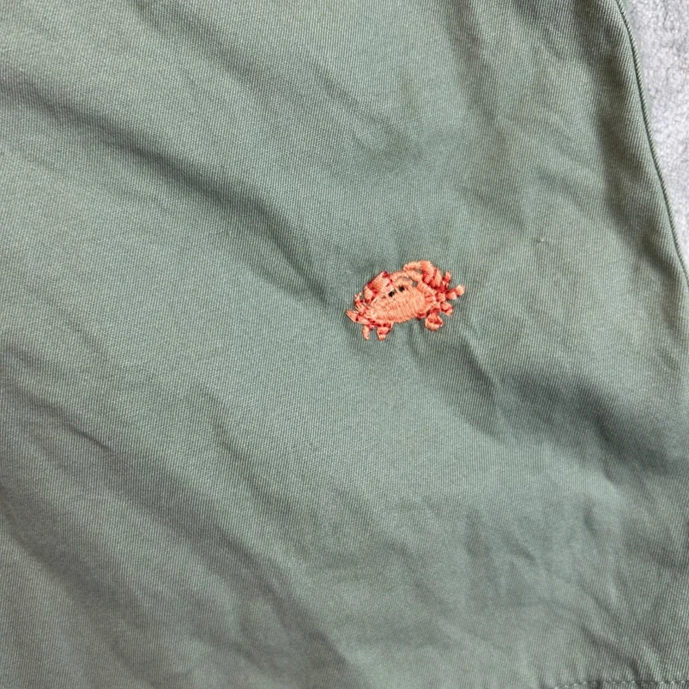 J. McLaughlin Mens Sage Green Embroidered Crab Chino Shorts 100% Cotton Size 35